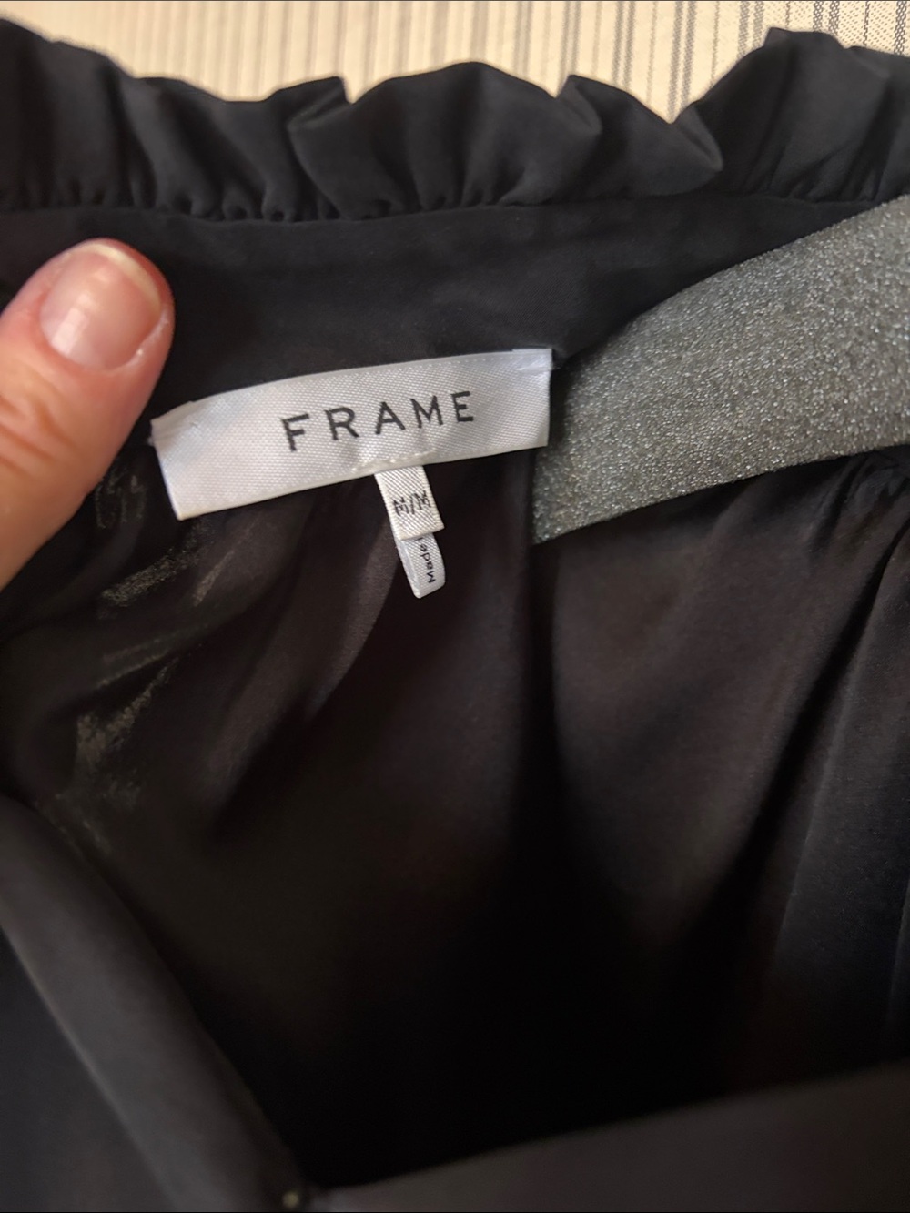 Frame Black Ruffle-Sleeve Button Front Women's Top - Picture 4 of 4